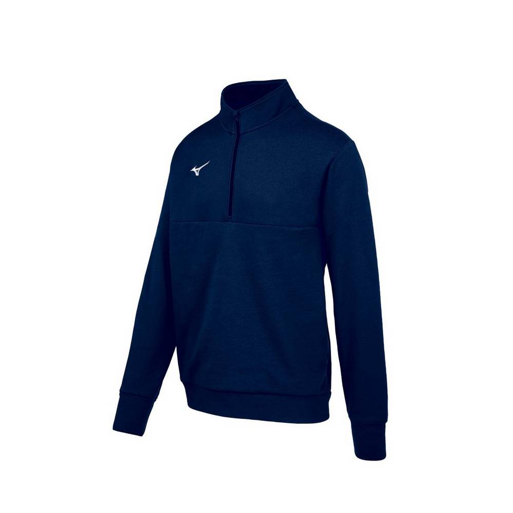 Mens Mizuno MZ1 1/4 Zip Fleece Pullover Navy Philippines (CPMBAJ086)